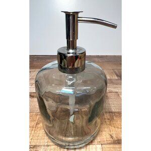 Halston Home Glass Soap Dispenser With Chrome Pump Blue Bottle Modern Style